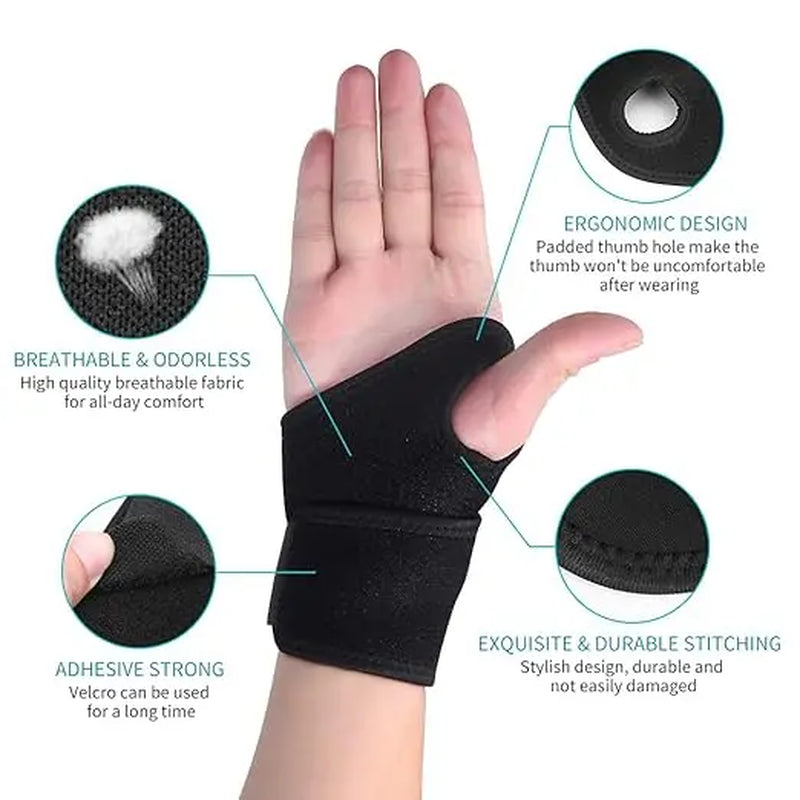 1 Pair Sports Adjustable Wrist Compression Wrap,Elastic Wrist Support Brace for Carpal Tunnel Arthritis and Tendinitis Pain Hand Relief Work, Sports, and Everyday Use