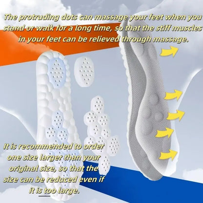 Soft Elastic Ultra-Breathable Bounce Shoe Insoles Men Women Tailored Lightweight Sweat Absorbent Comfortable 4D Cloud Insole anti Fatigue, Shock Absorption, Foot Pain Relief Footwear Insole