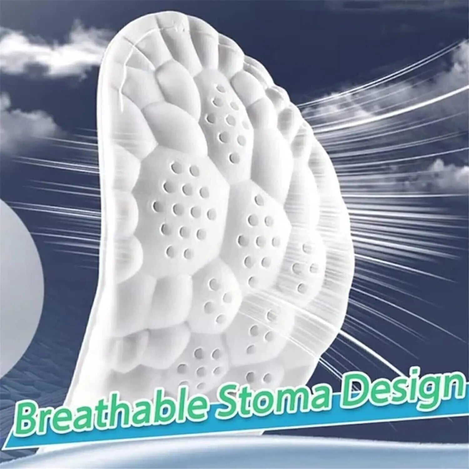 Soft Elastic Ultra-Breathable Bounce Shoe Insoles Men Women Tailored Lightweight Sweat Absorbent Comfortable 4D Cloud Insole anti Fatigue, Shock Absorption, Foot Pain Relief Footwear Insole
