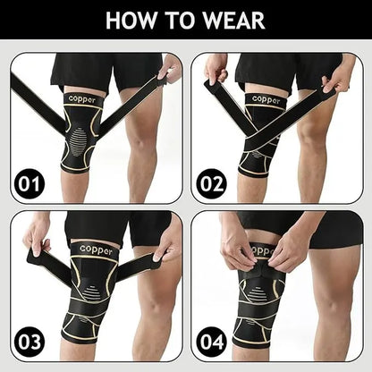 Copper Knee Braces for Men and Women 2 Pack for Knee Pain Relief & Support - 3D Knitting Technology for Meniscus Tear, Running, Weightlifting, Workout, ACL, Arthritis, Joint Pain Relief - Patella Band Compression