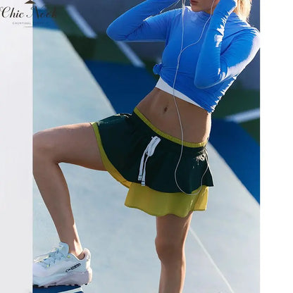 2 in 1 High Waisted Running Shorts for Women Athletic Tennis Active Short Flowy Workout Gym Shorts