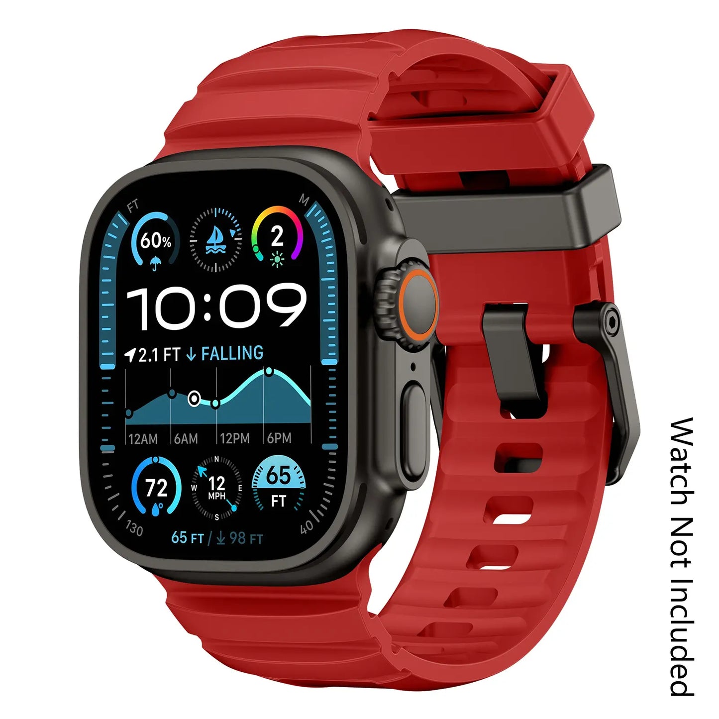 Metal/Waterproof Sport Bands Compatible for Apple Watch Ultra 3/ Ultra 2/Se/Series 10/9/8/7/6/5/4/3/2/1, Replacement Wristbands for Men & Women, Smart Watch Straps (Watch Not Included) -49/46/45/44/42Mm- Red