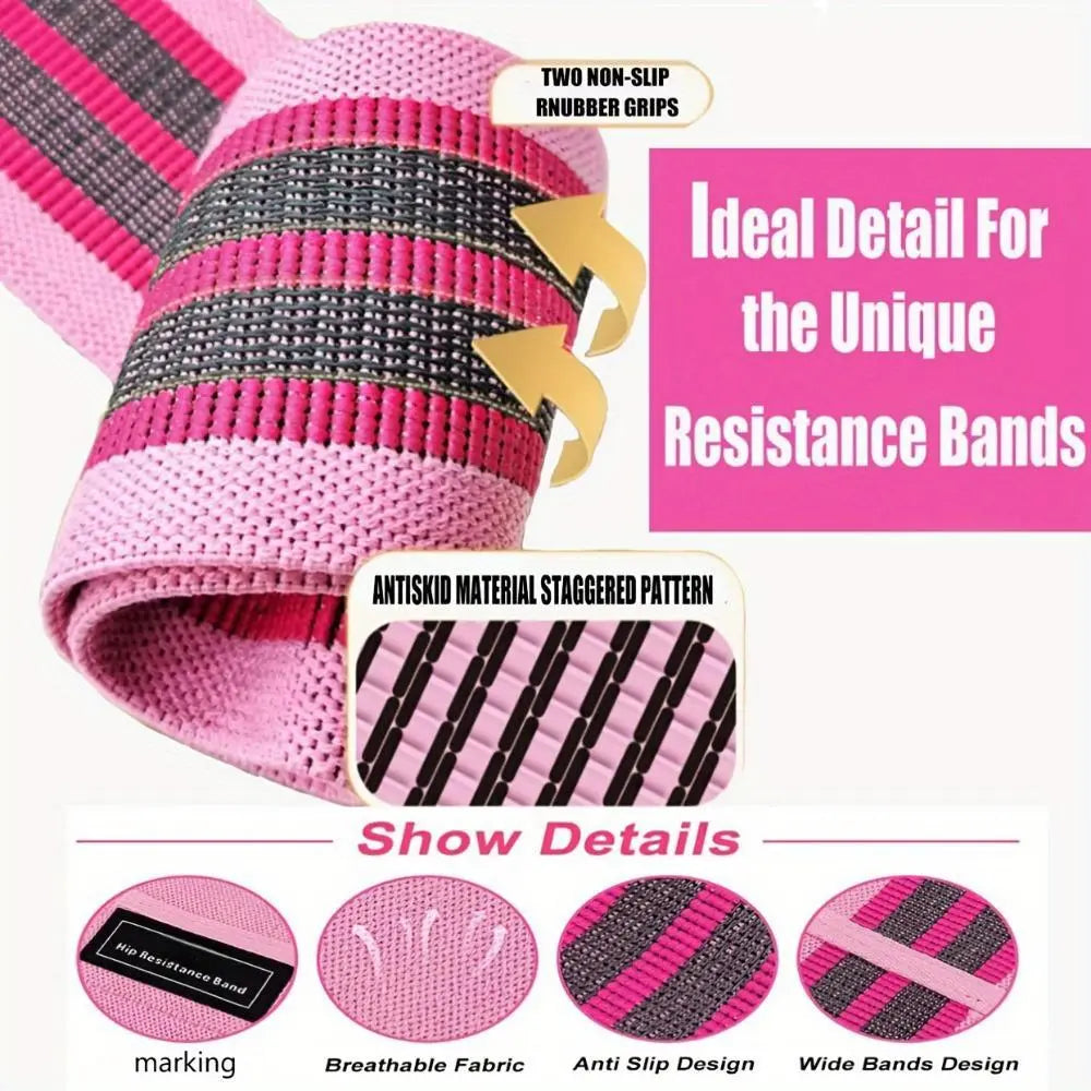 Resistance Band Set, 3 Counts/Set Elastic Resistance Bands for Hip Training, Squat, Strength Training, Home Fitness Equipment for Women & Men, Home Pilates Equipment