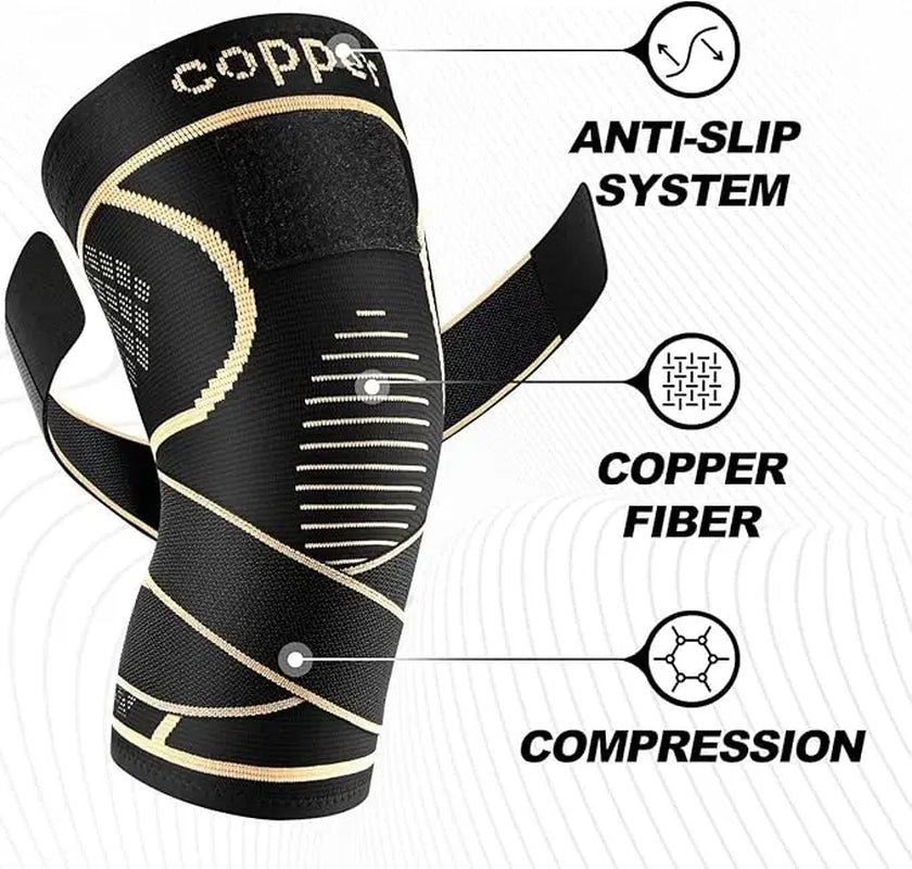 Copper Knee Braces for Men and Women 2 Pack for Knee Pain Relief & Support - 3D Knitting Technology for Meniscus Tear, Running, Weightlifting, Workout, ACL, Arthritis, Joint Pain Relief - Patella Band Compression