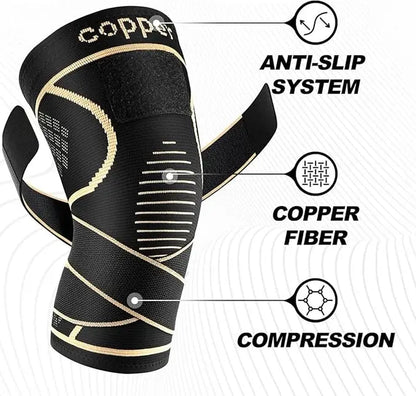 Copper Knee Braces for Men and Women 2 Pack for Knee Pain Relief & Support - 3D Knitting Technology for Meniscus Tear, Running, Weightlifting, Workout, ACL, Arthritis, Joint Pain Relief - Patella Band Compression