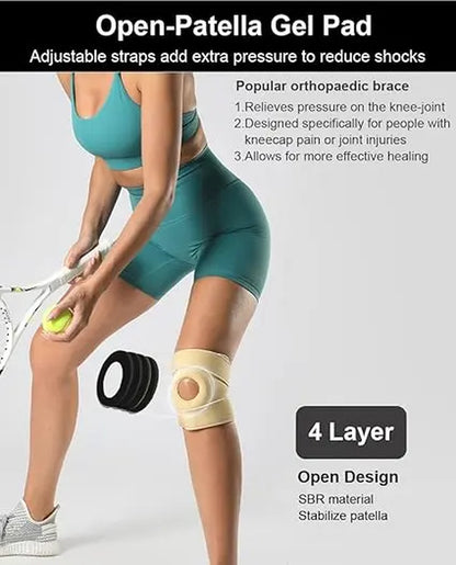 Vbosi 1Pair Knee Brace for Men Women Knee Braces for Knee Pain, Patellar Tendon Support Strap, Knee Brace for Meniscus Tear Compression Sleeve, Fit under 170Lbs