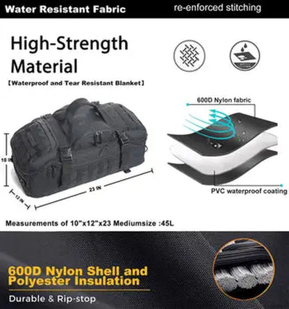 Gym Bag Duffle Bags Backpack - Travel Weekender Bag for Men Women Workout Bag for Military,Sports,Overnight,Basketball,Tactical,Football,Waterproof & Tear Resistant