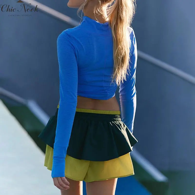 2 in 1 High Waisted Running Shorts for Women Athletic Tennis Active Short Flowy Workout Gym Shorts