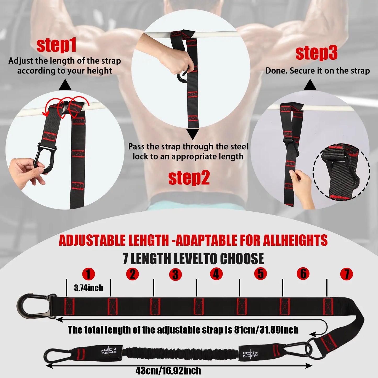 YFAZ Pull up Assistance Bands Set Heavy Duty Adjustable Resistance Bands for Home Gym Fitness with Feet Rest & Portable Carry Pouch