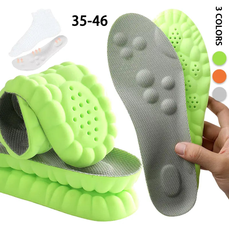 Soft Elastic Ultra-Breathable Bounce Shoe Insoles Men Women Tailored Lightweight Sweat Absorbent Comfortable 4D Cloud Insole anti Fatigue, Shock Absorption, Foot Pain Relief Footwear Insole