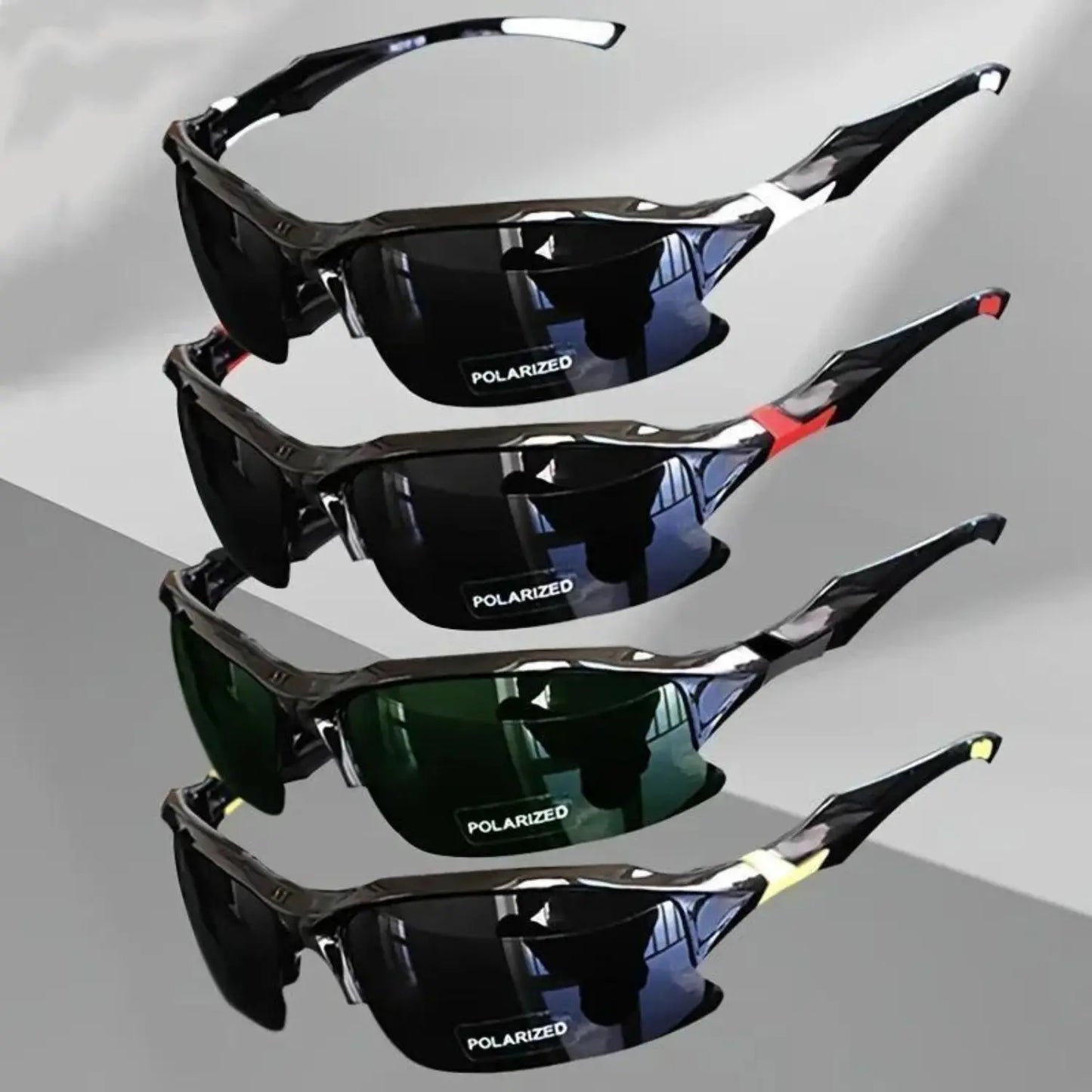 4 Packs Outdoor UV Protection Sunglasses Polarized Windproof Rimless Square Cat Eye Oversized for Running Fishing Golf Driving Travel