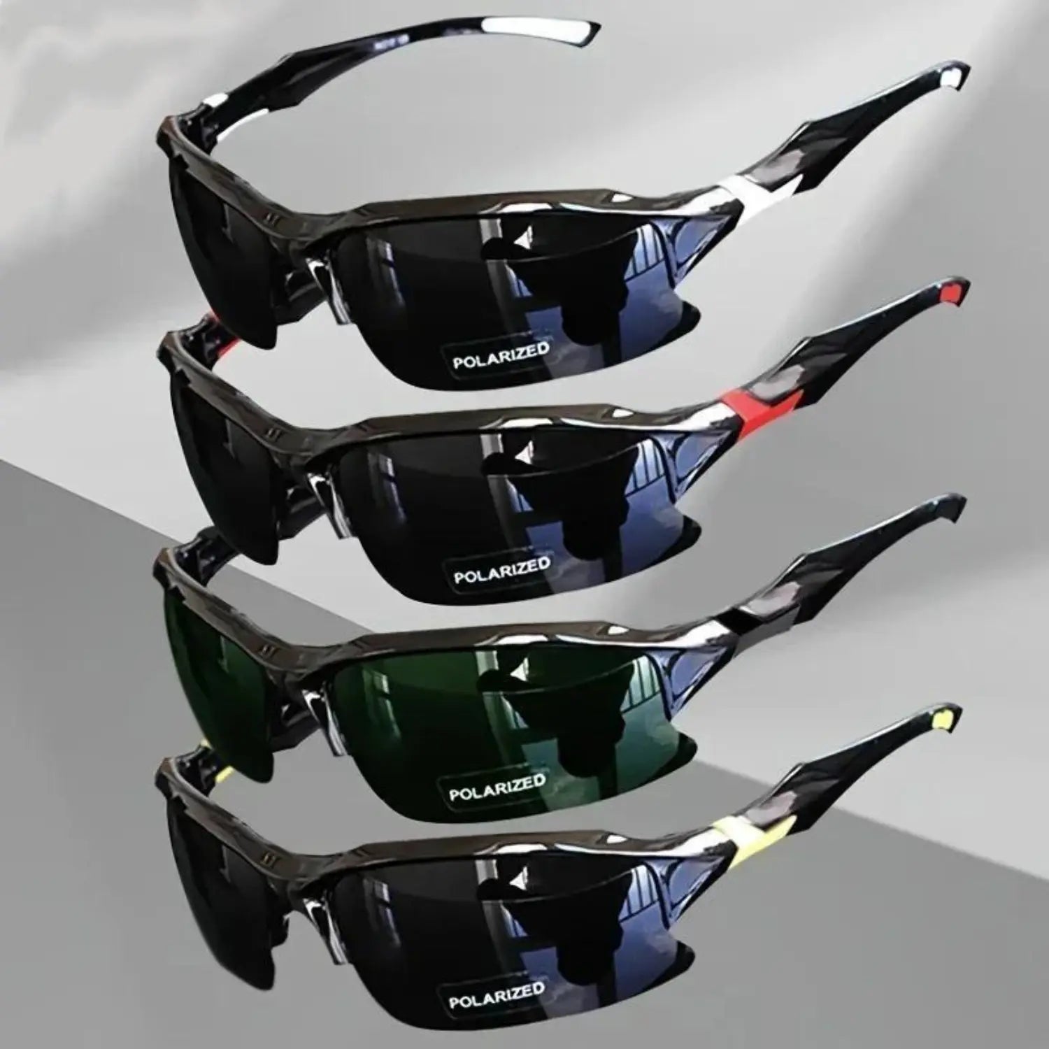 4 Packs Outdoor UV Protection Sunglasses Polarized Windproof Rimless Square Cat Eye Oversized for Running Fishing Golf Driving Travel