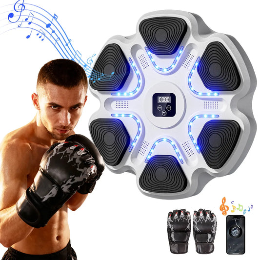 Music Boxing Machine Wall Mounted Smart Bluetooth Punching Trainer with 9 Modes 9 Speeds & Boxing Gloves for Electronic Workout